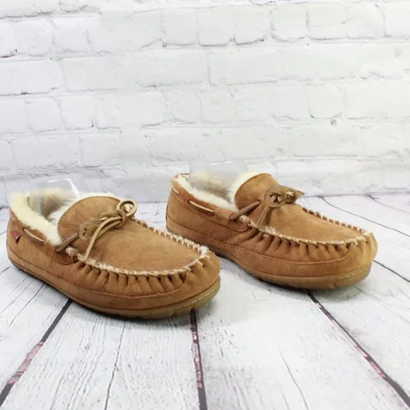 LL BEAN Brown Suede Wicked Good Original Moccasin Slippers Size 10 M - Picture 3 of 9
